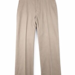 Roundtree & Yorke Men's Khaki Dress Pants 36x30 Beige Flat Front Classic Fit